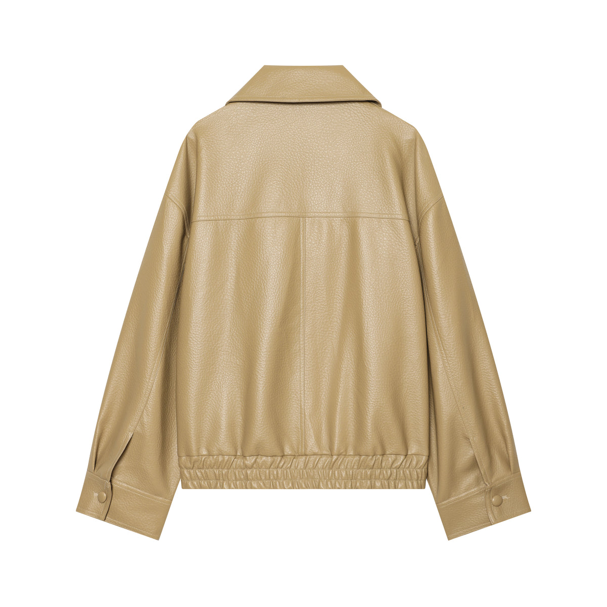 Women's Women Clothing Autumn Khaki Large Collared Double Breasted Cropped Leather Coat