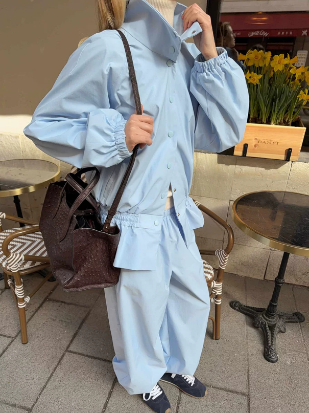 Women's Women Clothing Fall Stand Up Collar Cinched Small Coat