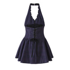 Women's Women Plaid Laminated Decoration Short Dress Women