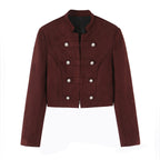 Women's Double Breasted Suede Culotte Suit