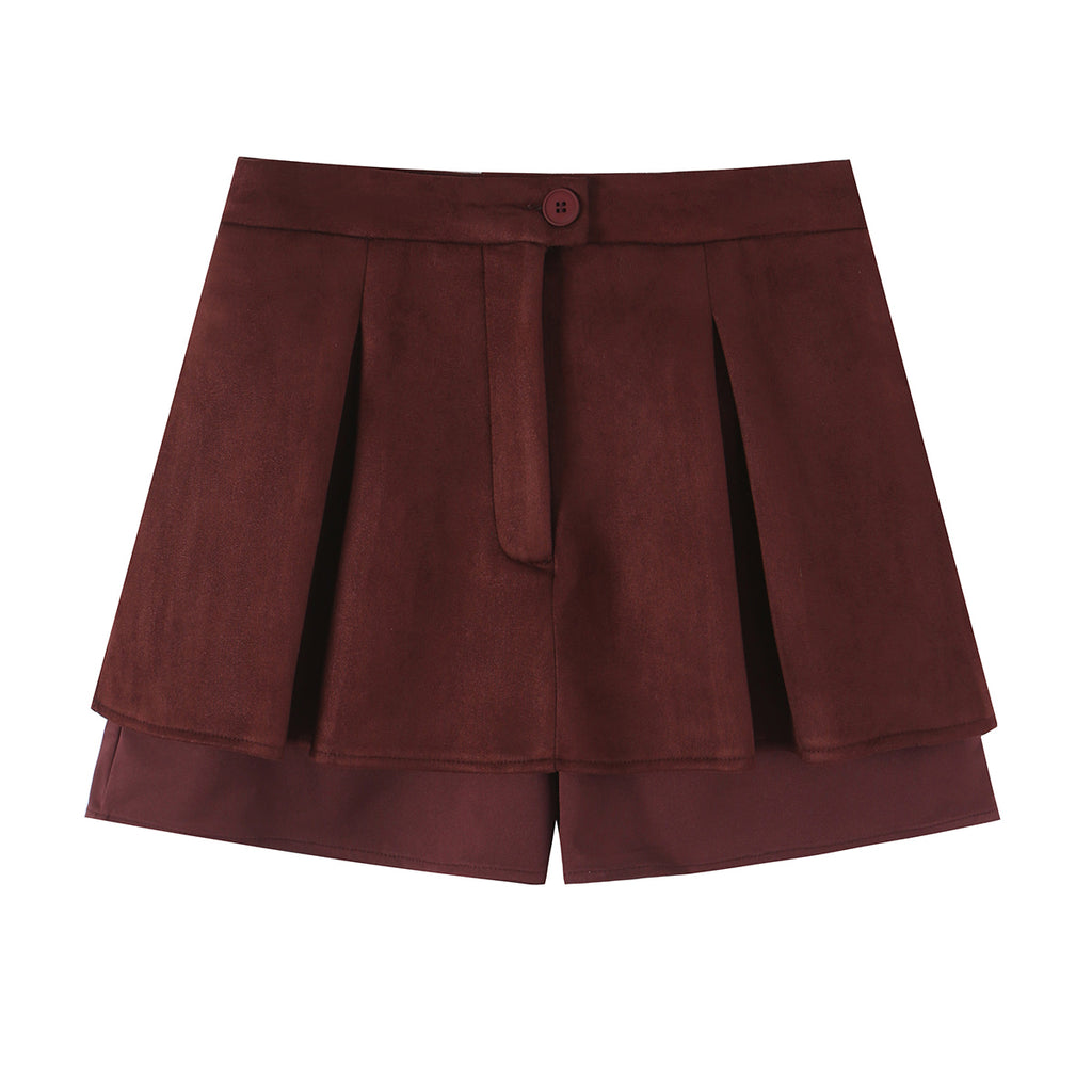 Women's Double Breasted Suede Culotte Suit