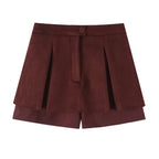 Women's Double Breasted Suede Culotte Suit
