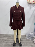 Women's Double Breasted Suede Culotte Suit