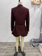 Women's Double Breasted Suede Culotte Suit