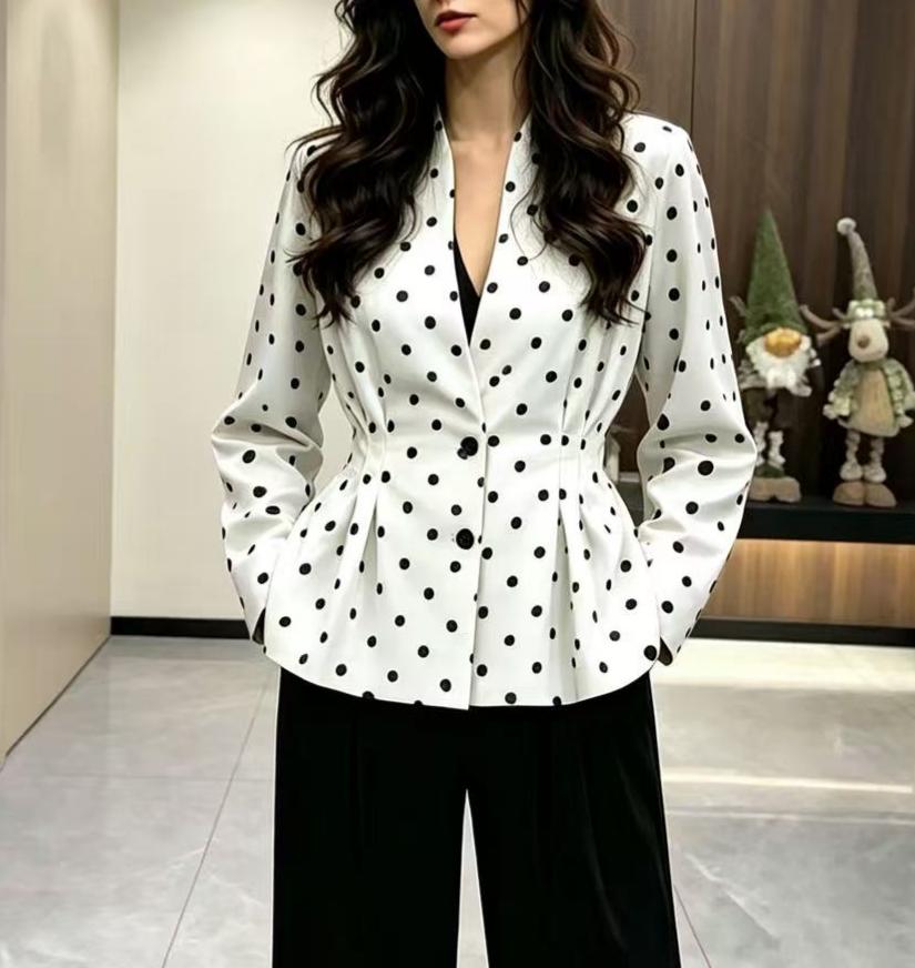Women's Polka Dot Double Breasted Blazer