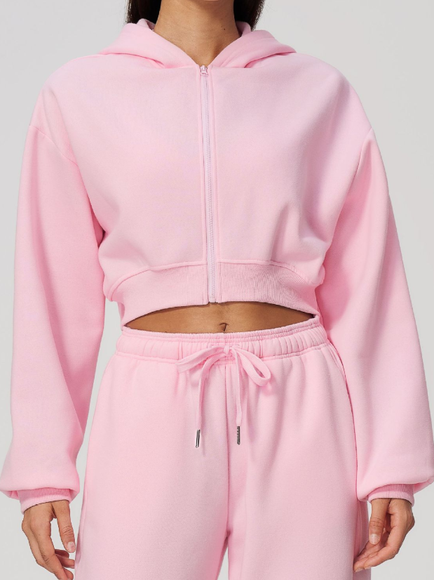 Women's Cropped Hooded Fitness Jacket