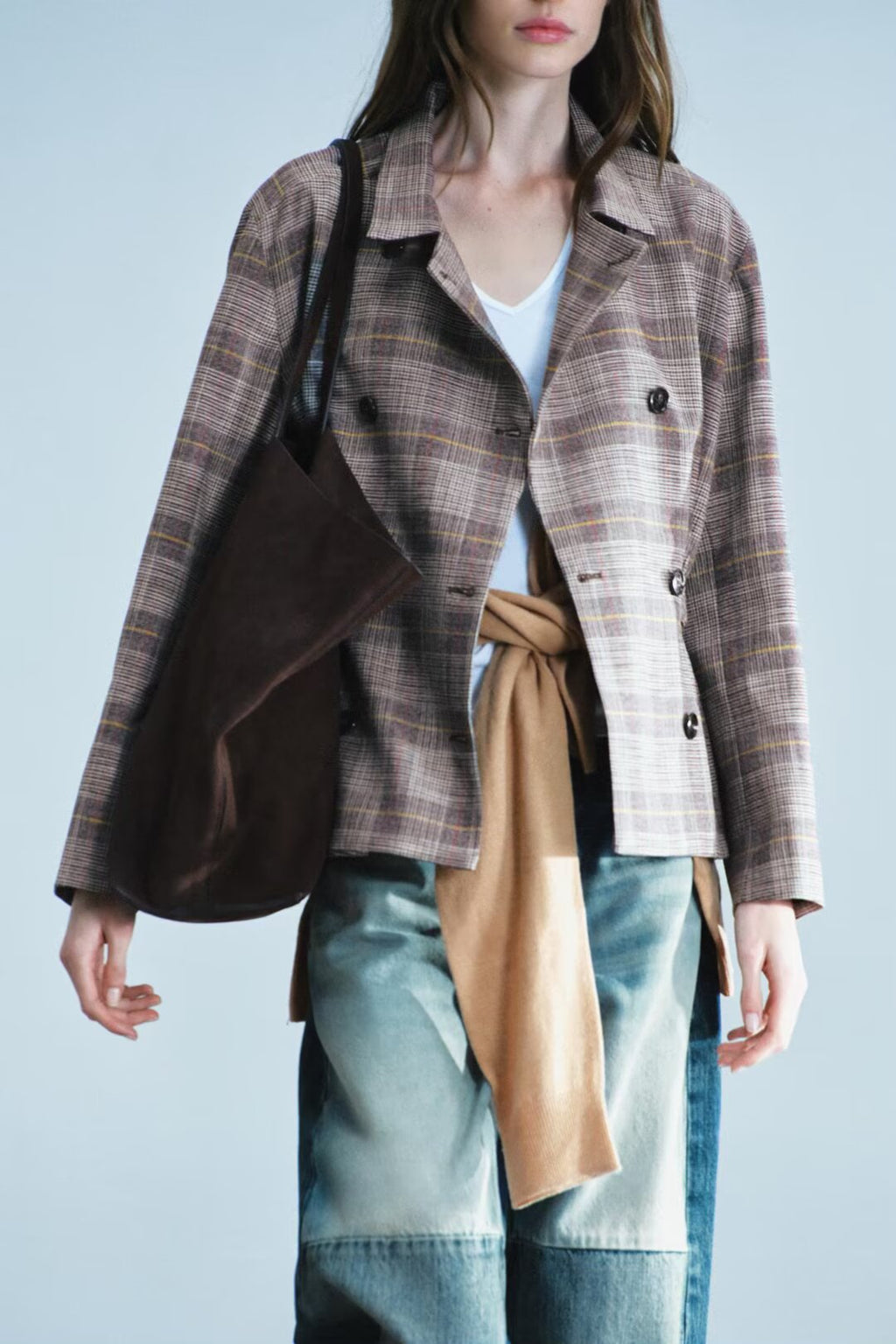 Women's Plaid Double Breasted Blazer
