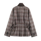 Women's Plaid Double Breasted Blazer