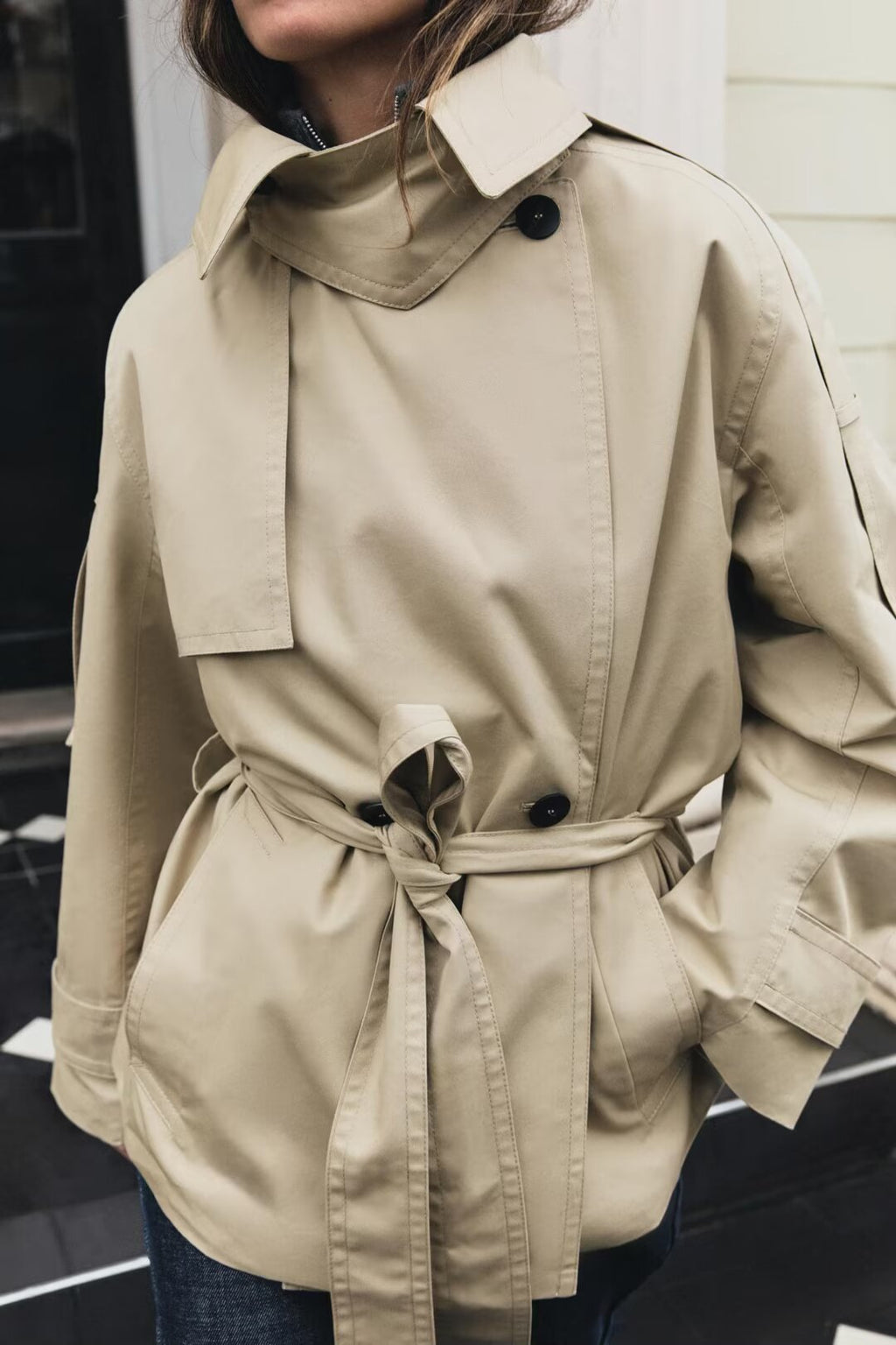 Women's Belted Double Breasted Trench Coat