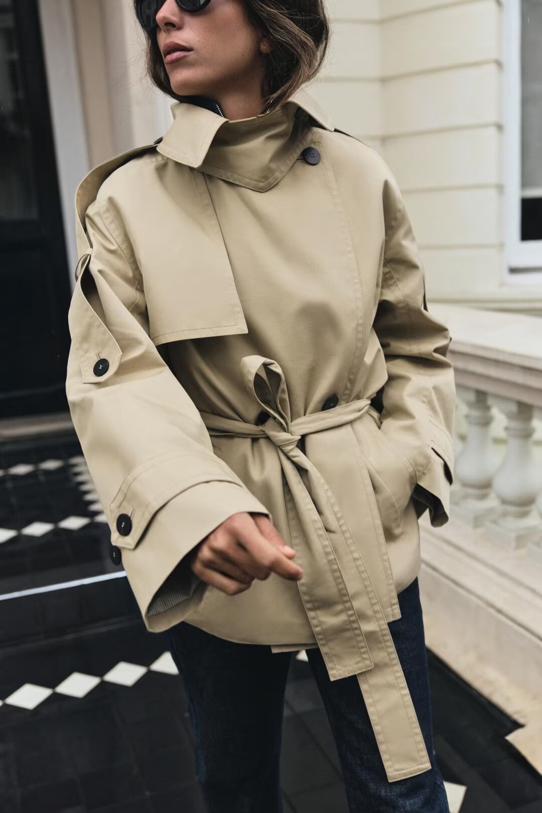 Women's Belted Double Breasted Trench Coat