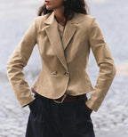Women's Padded Shoulder Double Breasted Blazer