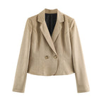 Women's Padded Shoulder Double Breasted Blazer
