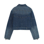 Women's Belted Denim Motorcycle Jacket