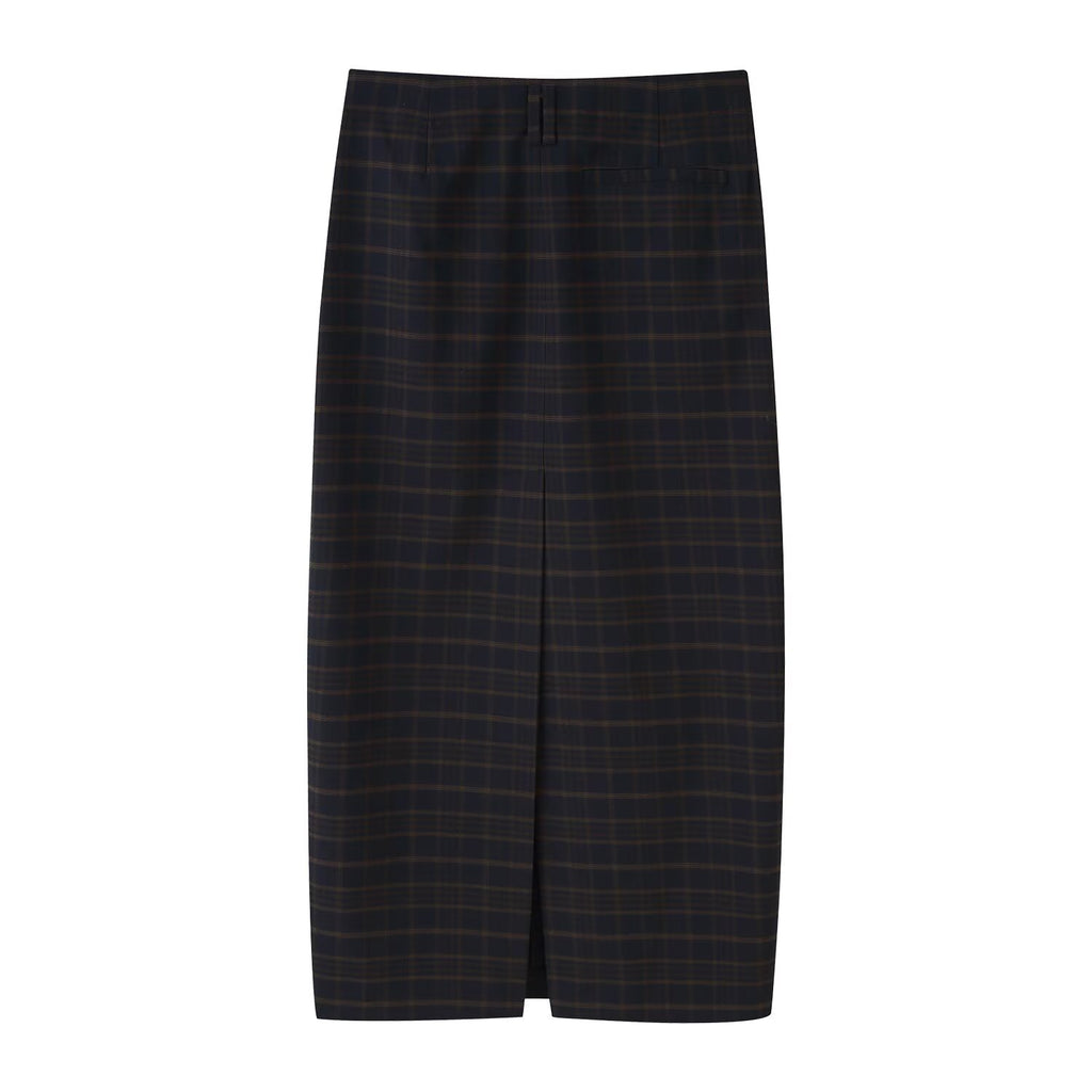 Plaid Midi A-Line Skirt