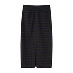 Plaid Midi A-Line Skirt