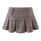 Plaid Pleated Mini Skirt with Safety Shorts