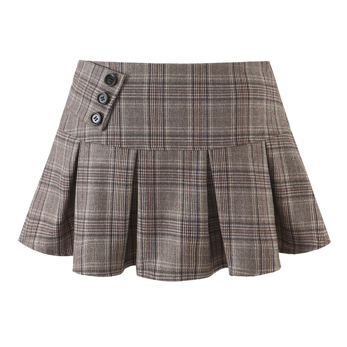 Plaid Pleated Mini Skirt with Safety Shorts