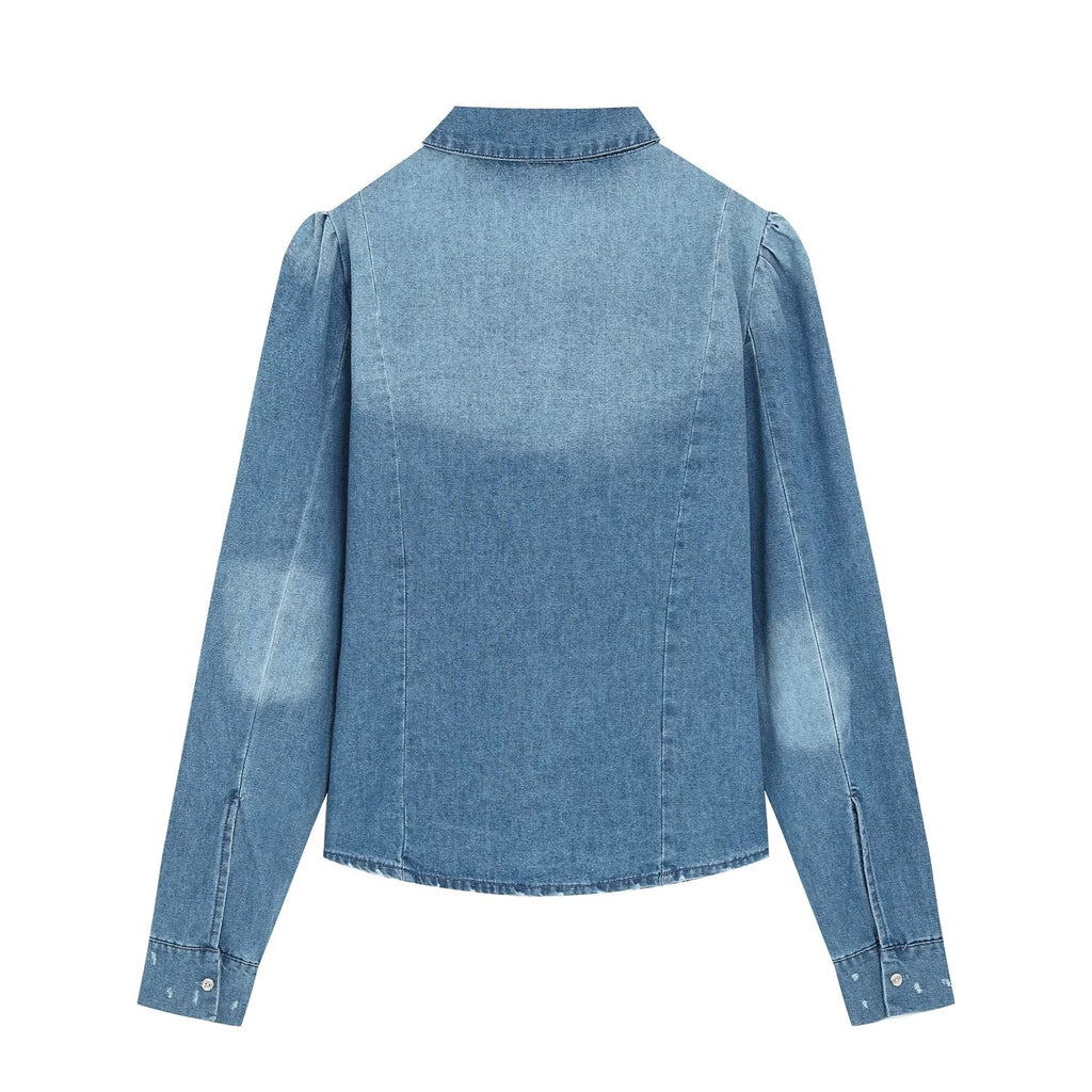 Pleated Denim Jacket