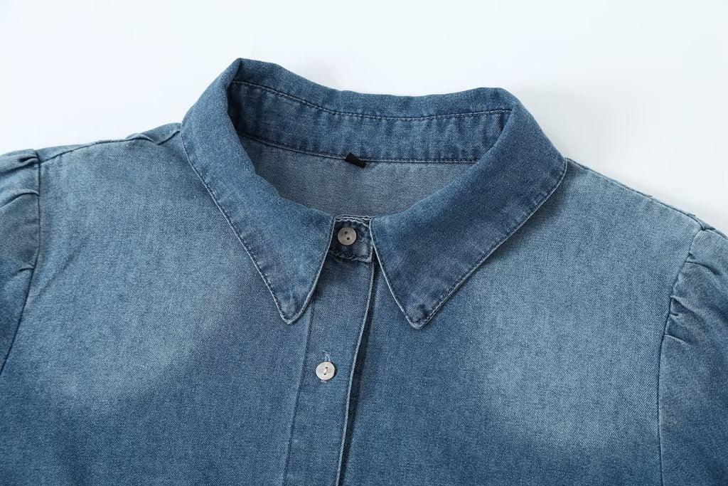 Pleated Denim Jacket