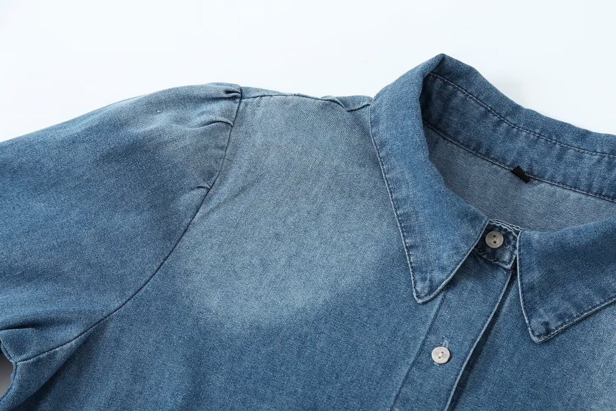 Pleated Denim Jacket