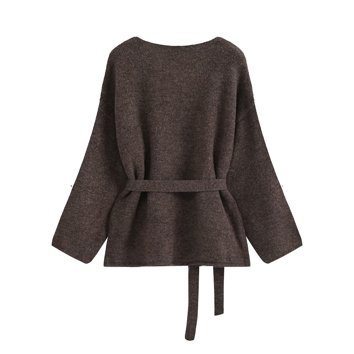 Belted Knit Jacket and Trousers Two-Piece Set