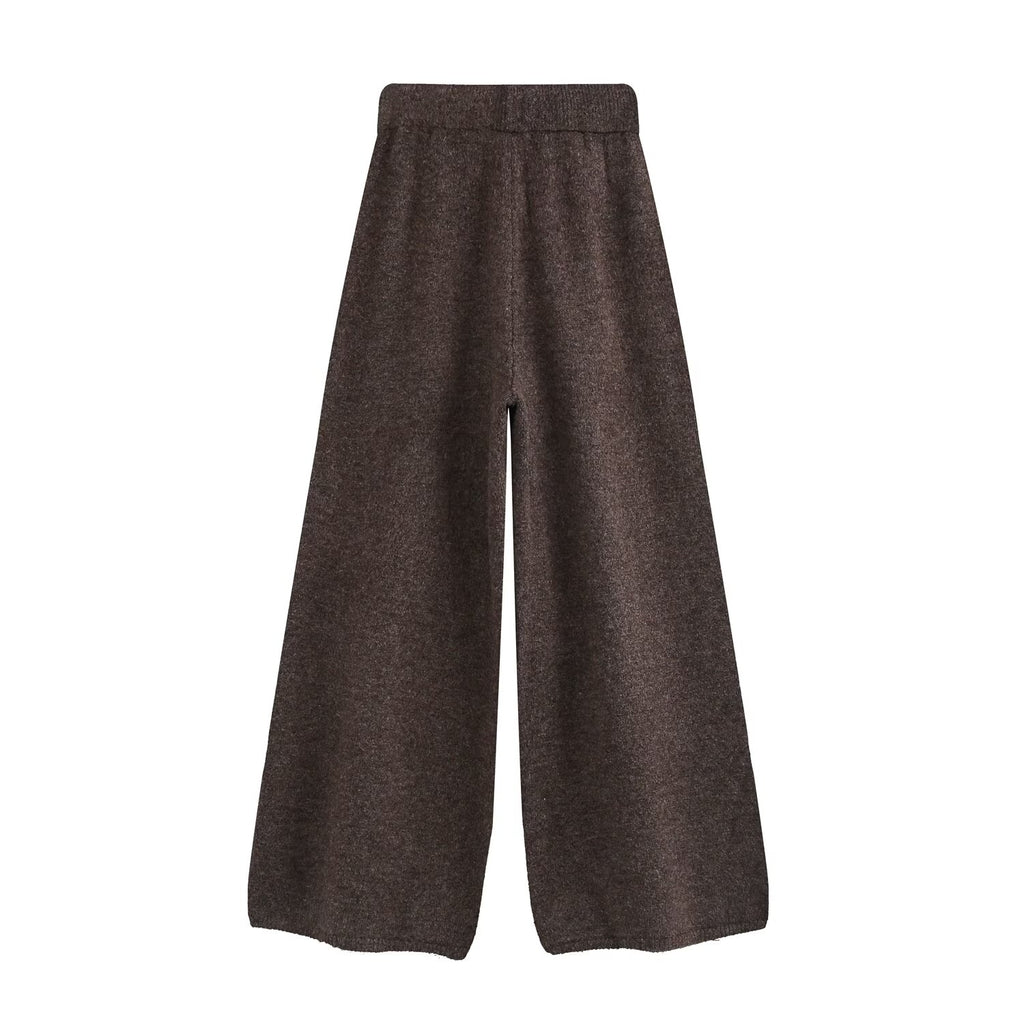 Belted Knit Jacket and Trousers Two-Piece Set