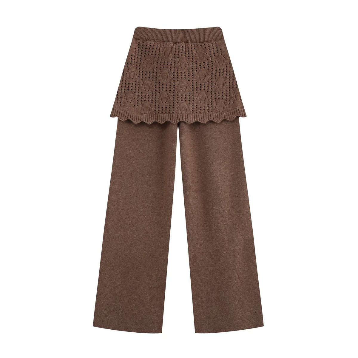 Round-Neck Knit Jacket and Trousers Two-Piece Set
