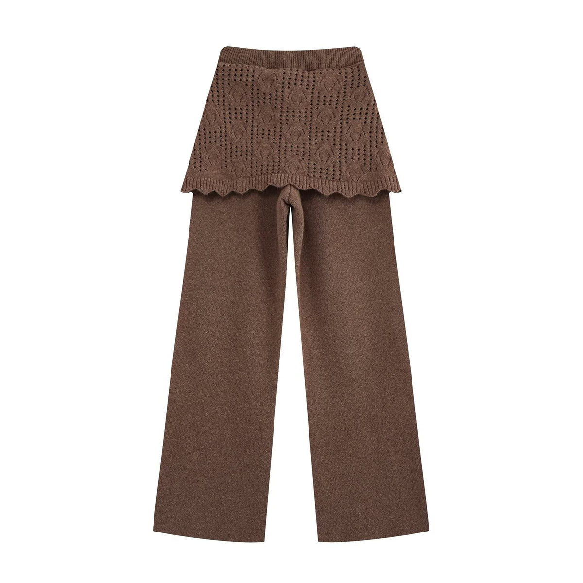 Round-Neck Knit Jacket and Trousers Two-Piece Set