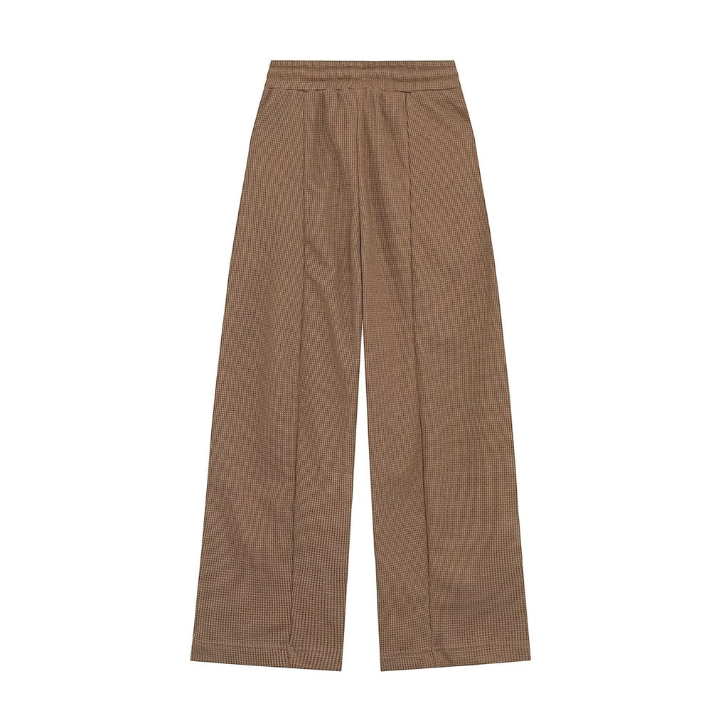 Waffle-Knit Hoodie and Wide-Leg Pants Two-Piece Set