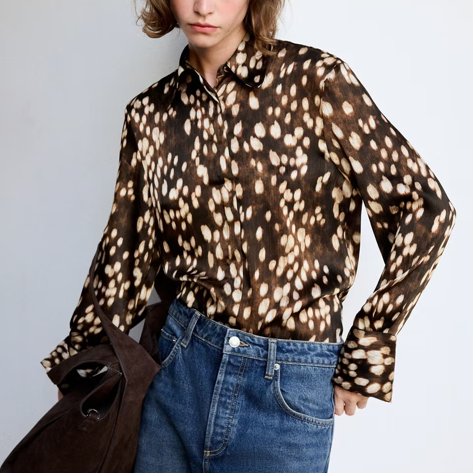 Women's Clothing Retro Straight Cut Bambi Print Shirt
