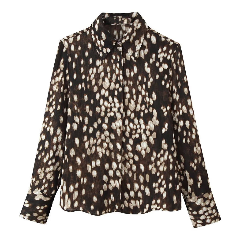 Women's Clothing Retro Straight Cut Bambi Print Shirt