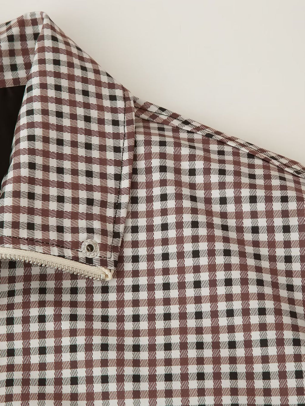 Women's Clothing Autumn Funnel Collar Long Sleeve Plaid Short Coat