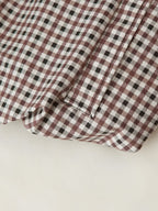 Women's Clothing Autumn Funnel Collar Long Sleeve Plaid Short Coat