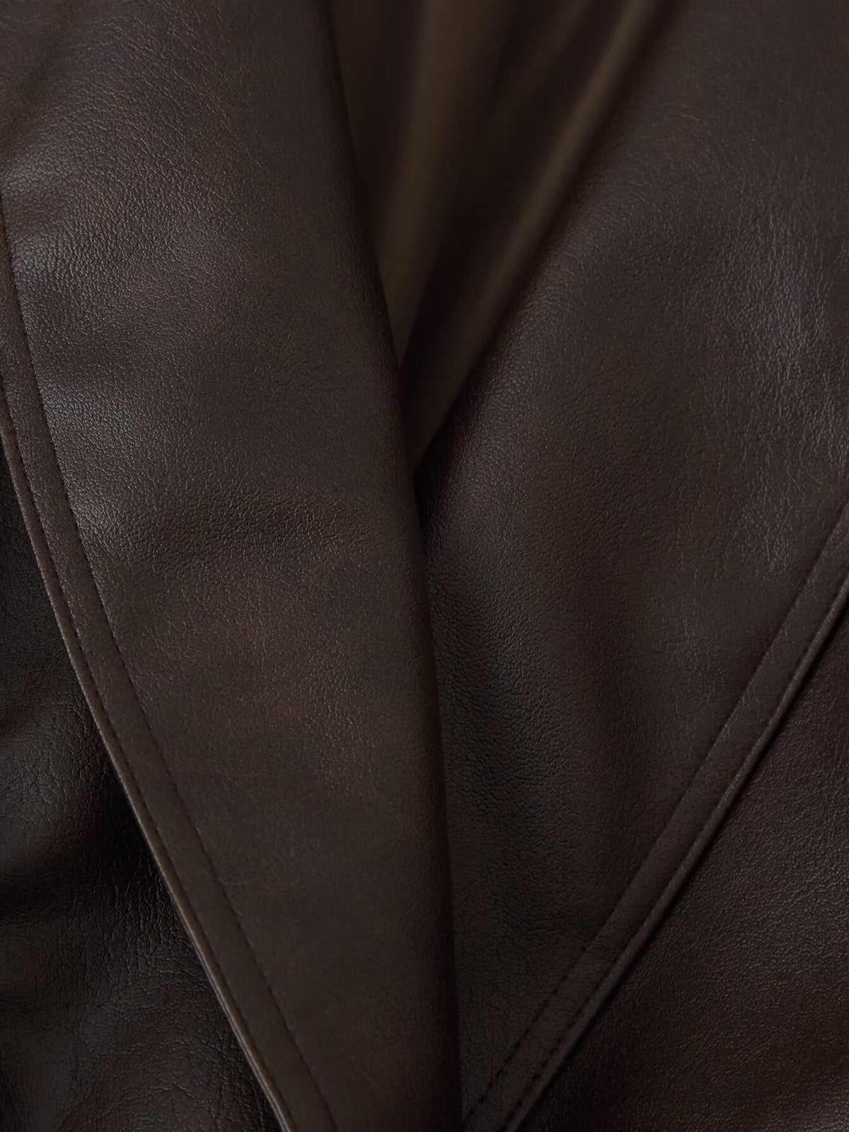Women's Clothing Autumn Casual Collared Stone Washed Leather Stitching Faux Fur Belt Waist Trimming Coat