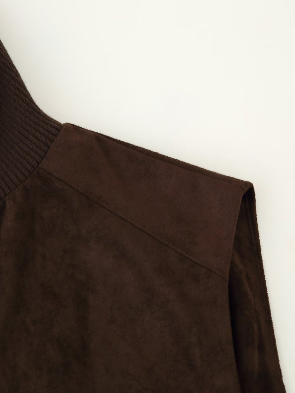 Women's Clothing Vintage Suede Texture Rib Stand Collar Hem Zipper Cargo Pocket Vest