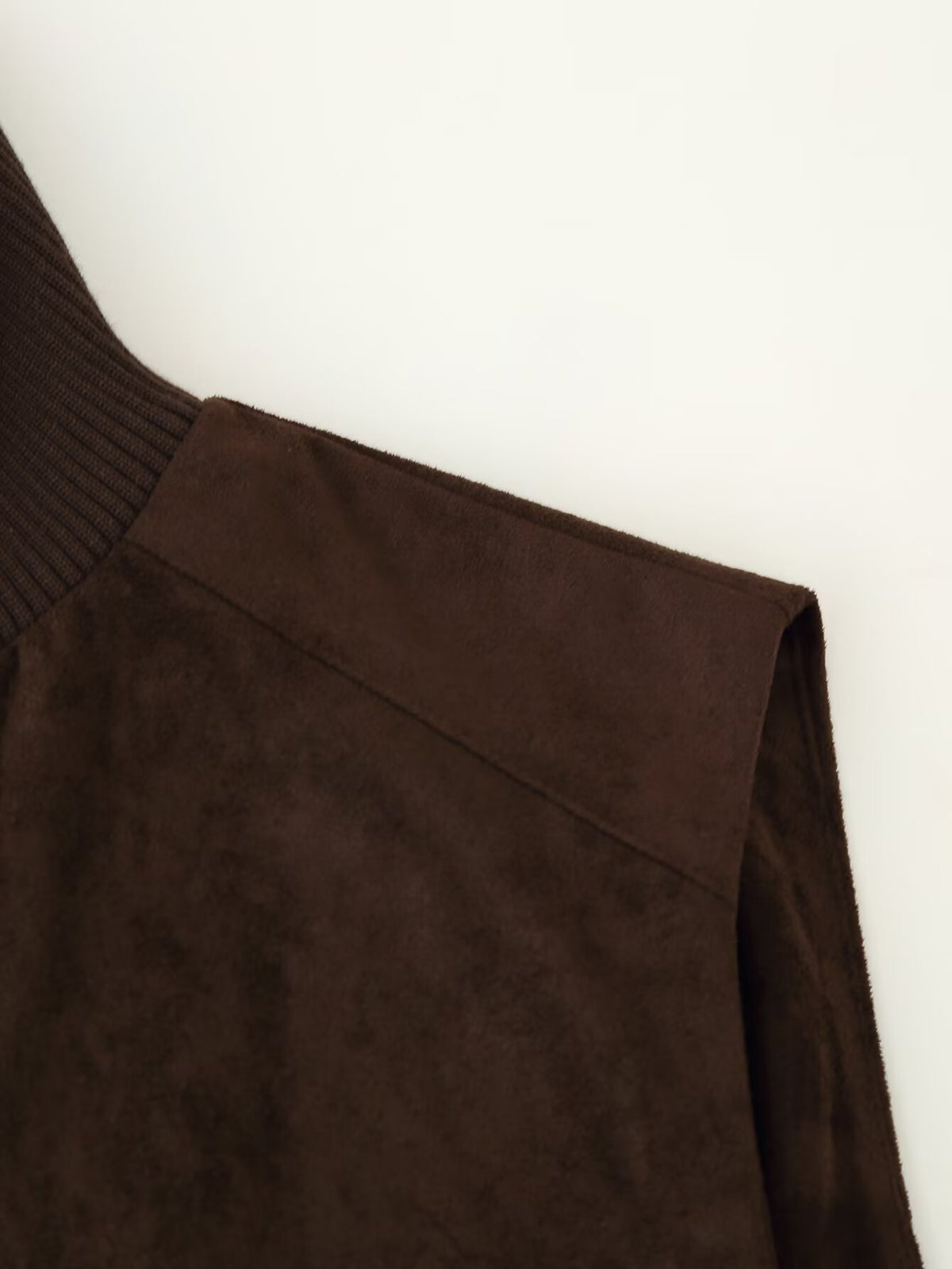Women's Clothing Vintage Suede Texture Rib Stand Collar Hem Zipper Cargo Pocket Vest