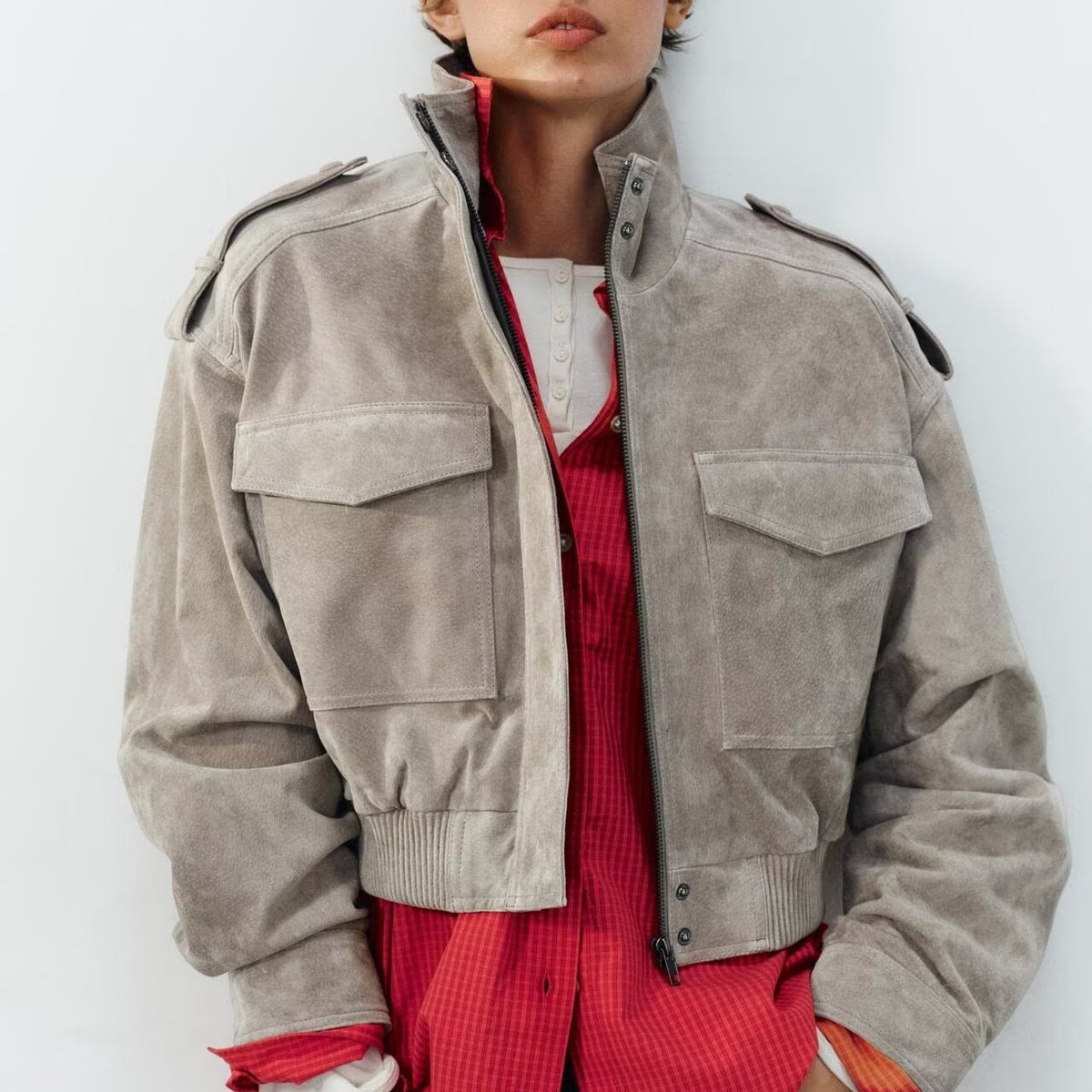 Women's Clothing Autumn Fashionable All Match Leather Short Strap Jacket