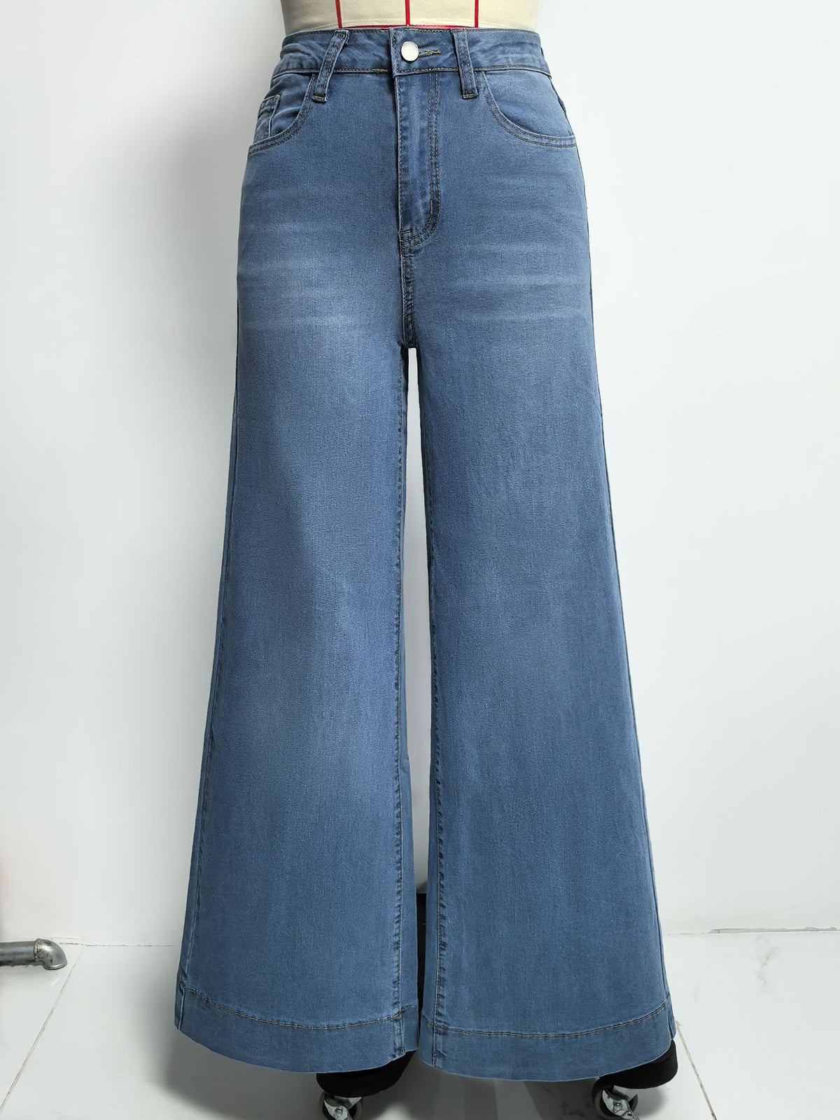 Women's Autumn High Waist Wide Leg Jeans Women Stretch Washed Loose Trousers