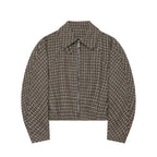 Women's Fashionable Houndstooth Zippered Jacket