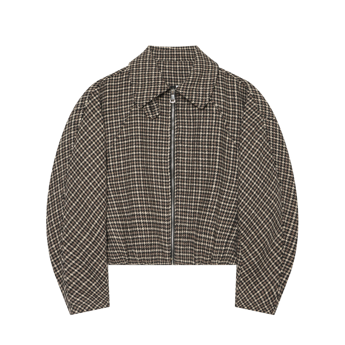 Women's Fashionable Houndstooth Zippered Jacket