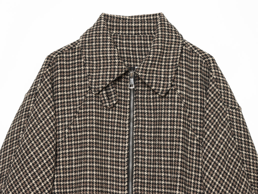 Women's Fashionable Houndstooth Zippered Jacket