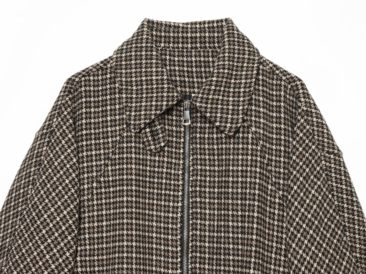 Women's Fashionable Houndstooth Zippered Jacket