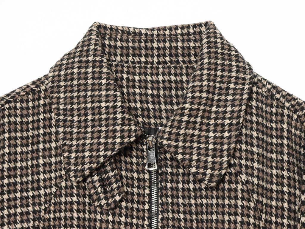 Women's Fashionable Houndstooth Zippered Jacket