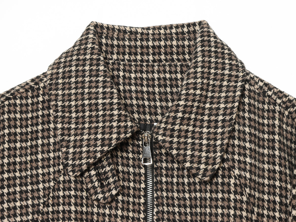 Women's Fashionable Houndstooth Zippered Jacket