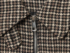 Women's Fashionable Houndstooth Zippered Jacket