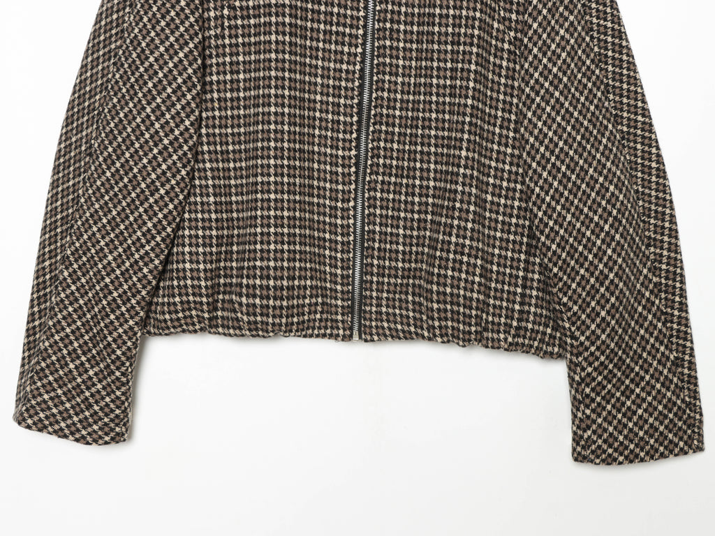 Women's Fashionable Houndstooth Zippered Jacket
