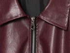 Women's Spring Wear Unique Elegant All Matching Collared Zipper Faux Leather Flight Jacket