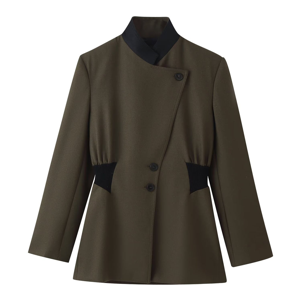 Women's Contrast-Color Coat and Skirt Set
