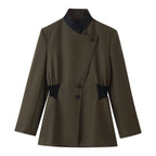 Women's Contrast-Color Coat and Skirt Set