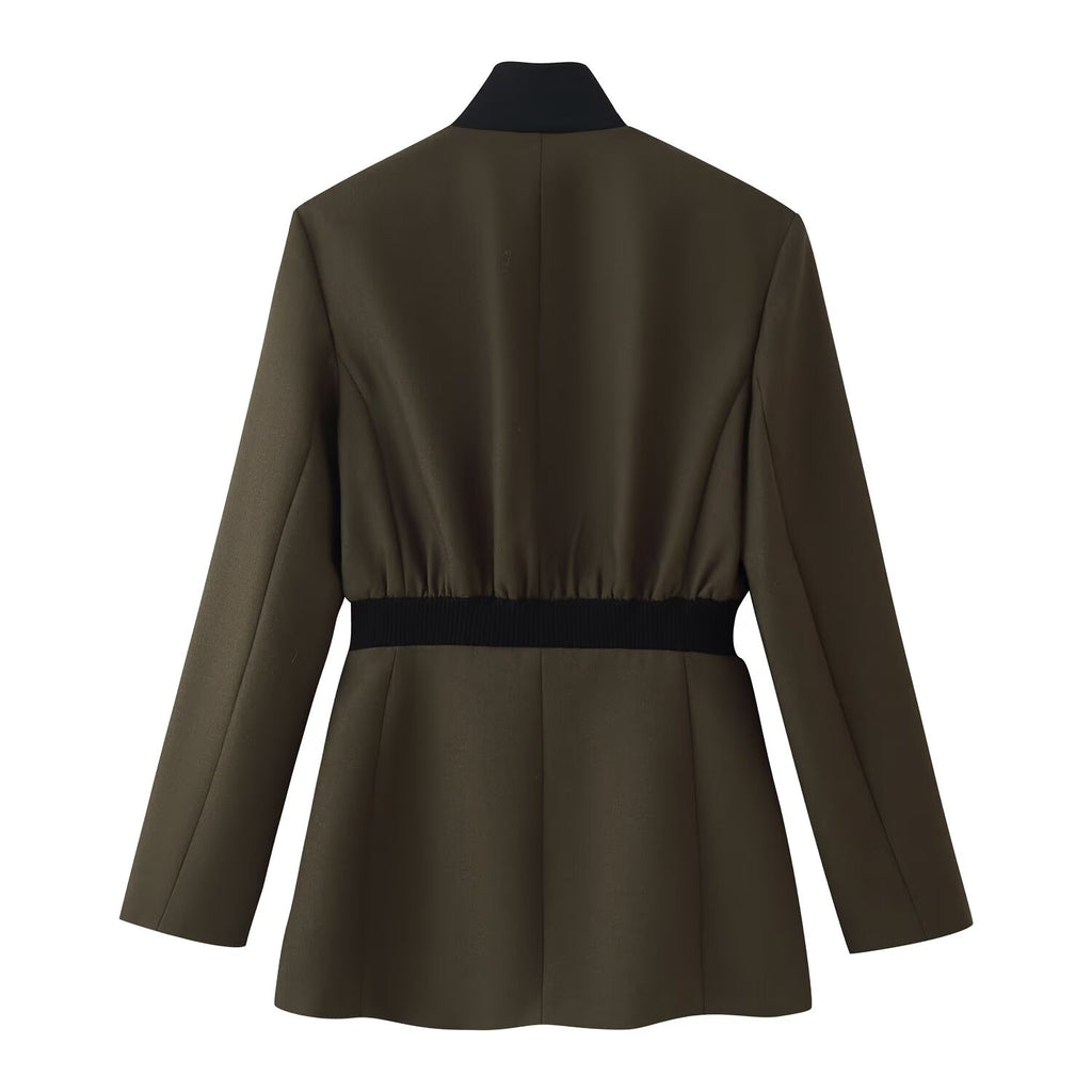 Women's Contrast-Color Coat and Skirt Set
